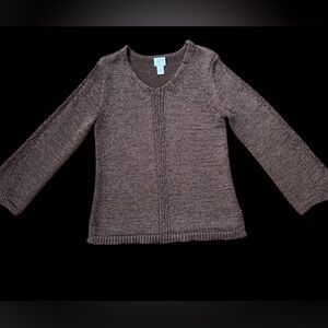 Women's Chico size 0 brown knit V-neck sweater long-sleeved pullover style.